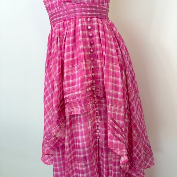 Aje Bungalow Sienna Dress Pink Gingham Halter Neck Maxi Gown US 4 - Picture 7 of 16